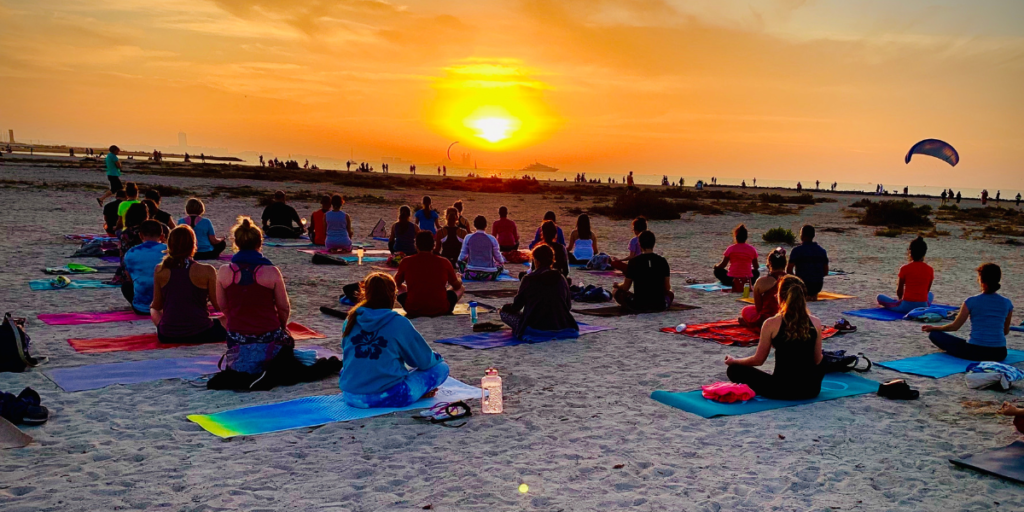 full moon beach yoga
