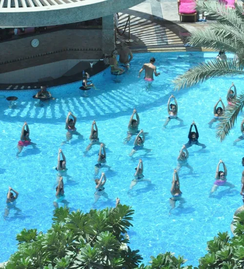 Aqua Yoga at Shangri-La Pool Deck